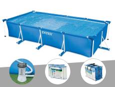 Kit piscine tubulaire rectangulaire Intex 4,50 x 2,20 x 0,84 m + Filtration à cartouche + 6 cartouches de filtration + Bâche à bulles