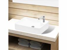 Lavabo à trou pour robinet céramique blanc pour salle de bain 141934