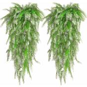 Linghhang - 2 Pièces , blanc vert , Fougère Artificielle Plante Fausse Plantes Deco Plante Artificielle Exterieur pour Célébration, Mariage, Cuisine,