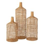 Lot De 3 Vases Déco bambou 80cm Naturel - Paris Prix