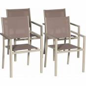 Lot de 4 chaises en aluminium taupe - textilène taupe - brown