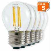 Lot de 5 Ampoules Led Filament Culot E27 forme G45 4 Watt (éq 42 watts) Blanc Chaud