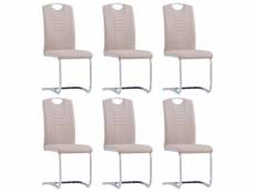 Lot de 6 chaises de salle à manger cuisine cantilever style moderne en synthétique couleur cappuccino cds022261