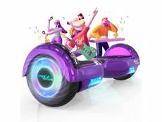 Mega motion hoverboard violet pour enfants, hoverboard à deux roues de 6,5 pouces avec haut-parleur bluetooth, gyropode avec lumières led, cadeau pour