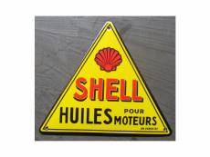 "mini plaque emaillée shell triangulaire 15x13cm huiles pour moteurs"