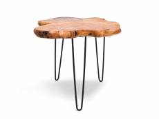 Orchidea - table basse design industriel en bois de cèdre et fer forgé avec rebords