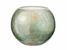 Paris prix - photophore boule en verre "craquelé" 19cm vert