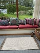 Petit tapis en coton naturel et jute, motifs rayures