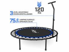 Physionics® mini trampoline de fitness - pliable, avec poignée réglable en hauteur, ø 101 cm, jusqu'à 120 kg, usage intérieur/extérieur - trampoline d