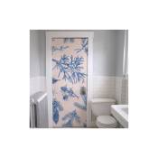 Plage - Sticker Porte Plantes Bleues Wall Sweet Home, Décoration Intérieure, 204 cm x 83 cm, Idéal pour Portes Intérieures - Multicouleur
