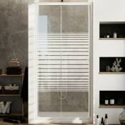 Porte de douche blanche coulissante pour h 185 verre sérigraphié mod. Blanc 150 cm