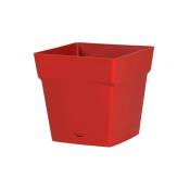 Pot carré toscane avec réserve d'eau 3.4L - 18x18cm - Rouge Rubis EDA Plastiques