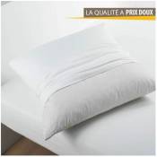 Protège oreiller - 65x65cm - Molleton 100% Coton Blanc