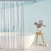 Rideau de Douche Anti-moisissure 120 x 180 cm Semi Transparent Rideau de Bain eva Imperméable Lavable 3D Eau Cube Rideau de Baignoire avec Anneaux