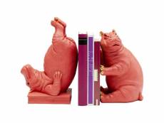 "serre-livres hippopotames roses set de 2 kare design"