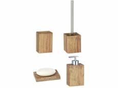 Set accessoires de salle de bain design bois marla - marron