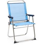 Solenny - Chaise de Plage Pliante Marinera Dossier Haut Bleu 58x58x90 cm