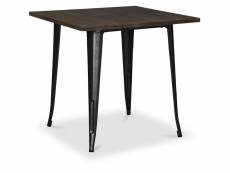Table à manger carrée - design industriel - bois et métal - stylix noir