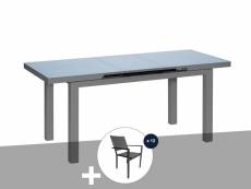 Table à manger d'extérieur extensible en aluminium gris ibiza anthracite avec 12 fauteuils - jardiline