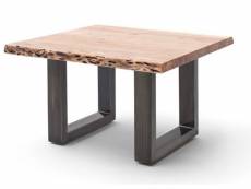 Table basse en bois d'acacia massif naturel et acier antique - l.75 x h.45 x p.75 cm -pegane- PEGANE