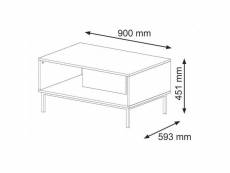 Table basse ravenna avec cadre noir - blanc mat - l 90 x p 60 x h 45 cm