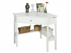 Table bureau d'angle bureau informatique secrétaire avec tiroir - blanc fwt31-w sobuy®