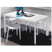Table repas extensible TECNO 130 x 80 cm en polymère blanc et aluminium laqué blanc - blanc