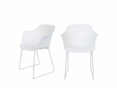 Tango - lot de 2 fauteuils de table en plastique et métal - couleur - blanc