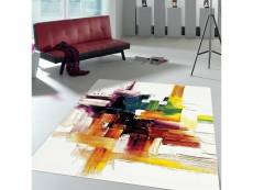 Tapis contemporain pour la chambre jolia 3 noir, creme, rouge, jaune, orange, vert 80 x 150 cm