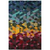 Tapis géométrique en laine scandinave multicolore