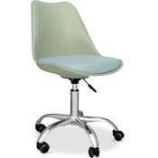 Tulip Style - Chaise de bureau à roulettes - Chaise de bureau pivotante - Tulip Vert pastel - Acier, pp, Metal, Plastique, Nylon - Vert pastel