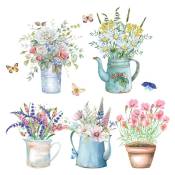 Un lot de stickers muraux fleurs en pot papillons jolis