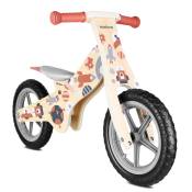 Vélo sans pédales pour enfants en bois naturel rouge et gris