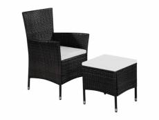 Vidaxl chaise d'extérieur et tabouret noir et blanc crème 44091