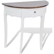 Vidaxl - Table console avec tiroir et dessus de table marron Demi-ronde