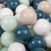 50 Balles/7Cm Balles Colorées Plastique Pour Piscine Enfant Bébé Fabriqué En eu, Turquoise Foncé/Beige Pastel/Blanc/Menthe - turquoise foncé/beige