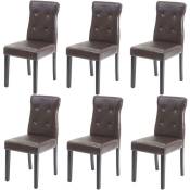 6x chaise de salle à manger HHG 984, fauteuil similicuir marron, pieds foncés - brown