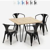 Ahd Amazing Home Design - table 80x80 design industriel + 4 chaises style bar cuisine bar reims light Couleur: Noir