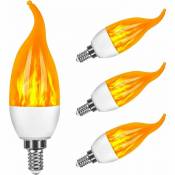 Ampoules à Flamme 4 Pièces, E14 led Ampoule Flamme à 3 Modes D'éclairage, Ampoules Décoratives avec Effet Flamme de Mates pour