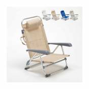 Beach And Garden Design Chaise transat de plage pliante avec accoudoirs mer aluminium Gargano, Couleur: Beige