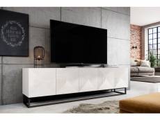 Bobochic ensemble alice avec meuble tv 200 cm + buffet 4 portes 200 cm pieds métal blanc
