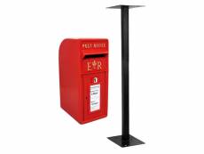 Boîte aux lettres murale en fonte avec support réplique authentique la poste pilier verrouillable boîte aux lettres rouge jusqu'à 5kg courrier 27881