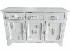 Buffet haut meuble de rangement en coloris blanc vintage