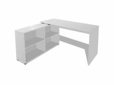 Bureau table meuble travail informatique d'angle 4 étagères blanc helloshop26 0502058