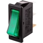 Cablemarkt - Interrupteur à bascule lumineux vert spst 3 broches 250 vac avec boîtier thermoplastique noir