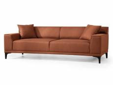 Canapé droit 3 places en tissu orange avec 2 coussin tivano 212 cm
