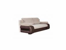 Canapé en lit convertible avec coffre de rangement relax 3 places - tissu et simili cuir - york (beige) MB00416