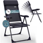 Casaria - Lot de chaises de jardin pliables réglables en 7 positions en aluminium avec dossier haut fonction couchage camping voyage 2er Set