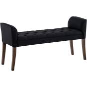 Chaise longue salon élégant en tissu et banc de bois à différentes couleurs Couleur : Noir