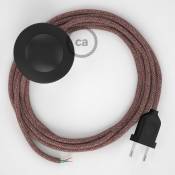 Cordon pour lampadaire, câble RS83 Coton et Lin Naturel Rouge 3 m. Choisissez la couleur de la fiche et de l'interrupteur! | Noir